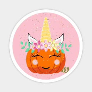 Halloween Pumpkin Glitter Unicorn Magnet